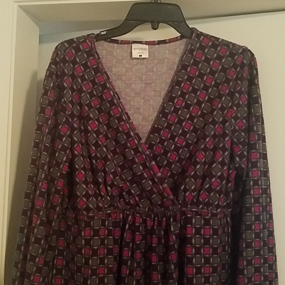 Pink Purple and Grey Maternity Dress